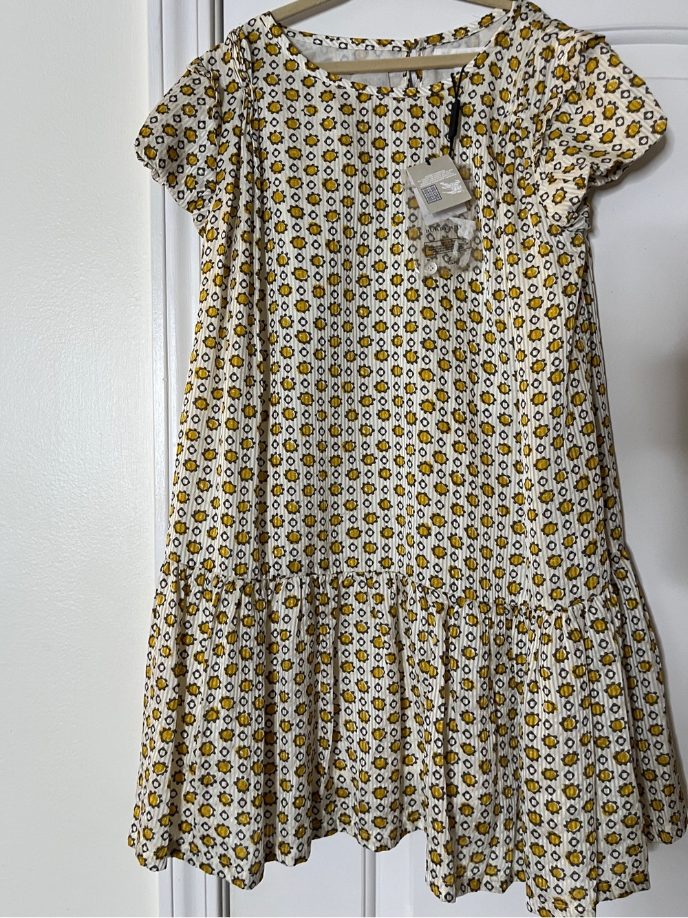 Burberry Cream Dress with Yellow Floral Print size 10